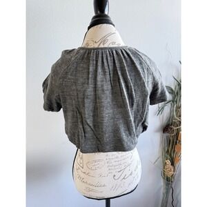 Moth Anthropologie Womens Gray 100% Wool Cropped Puff Sleeve Cardigan Shrug M